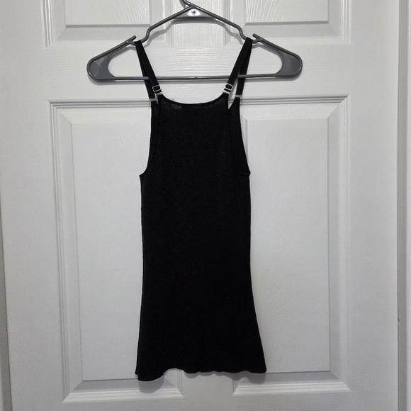 Bebe Cute Flirty Black Glitter Silk Y2K Stretchy Tank Top Size Medium - Picture 2 of 7